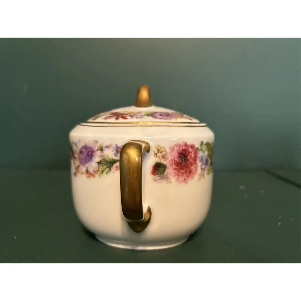 Vintage‎ 1930s Epiag Aich Czechoslovakia Floral Rare Pattern Creamer and Sugar